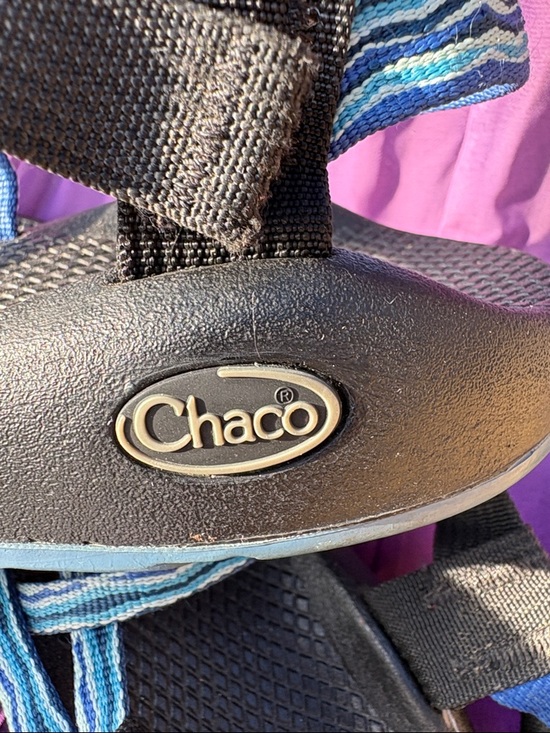 Chaco women’s Blue & Black Striped Sport Sandals - Picture 2 of 6